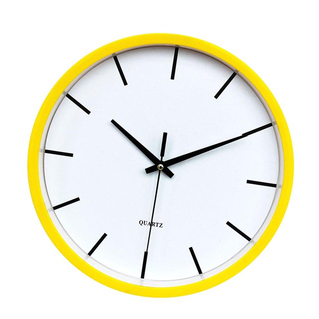 Pared plástica moderna del reloj de exhibición de batería 25cm 12H de interior del reloj de pared d Amarillo Zulema Reloj de pared decorativo de cuarzo