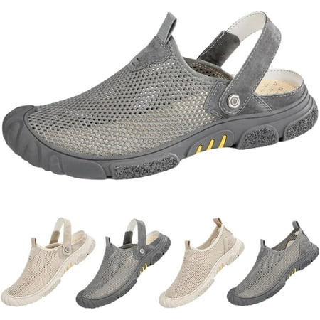 Men s Breathable Mesh Sandals Mens Orthopedic Hollow-Out Summer Sandals Washable Sliding Orthopedic Beach Sliding Shoes