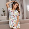 thumbnail image 3 of Balery Cute Owl Camisón de manga corta con cuello redondo para mujer, cómodo y elegante., 3 of 6