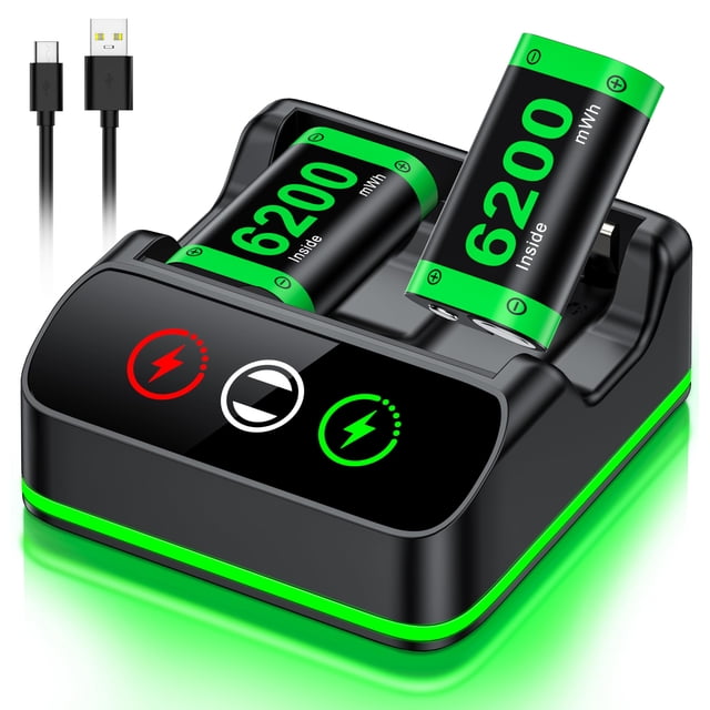 Paquete de baterías recargables para Xbox CYOYPPY 6200 mWh, paquete de 2