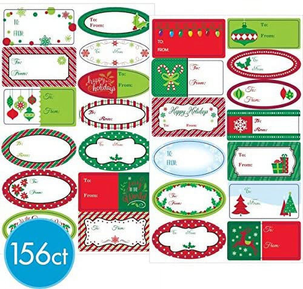 156 Pcs Christmas Gift Tags, Christmas Self Adhesive Gift Tag Stickers, Holiday Labels for Gifts Santa, Present Name Labels for DIY Xmas Gift
