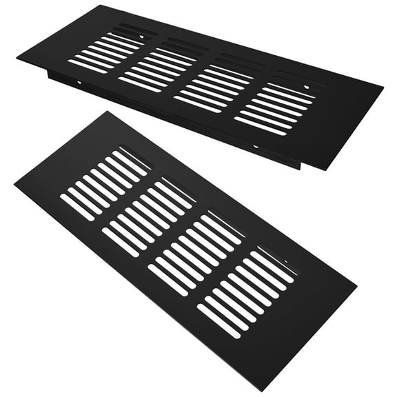 2 Pcs Air Vent Cover Aluminum Ventilation Grille Rectangle Shape Mesh Air Vent For Home Improvement Floor Wall Door Duct Cover Black