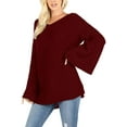 thumbnail image 3 of Daisy Del Sol Womens Warm Long Bell Sleeve Chunky Thick Knit Oversized Loose Fit High Boat Neck Tunic Pullover Sweater, 3 of 7