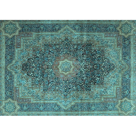 Ahgly Company Indoor Rectangle Medallion Light Blue Traditional Area Rugs, 2' x 3'
