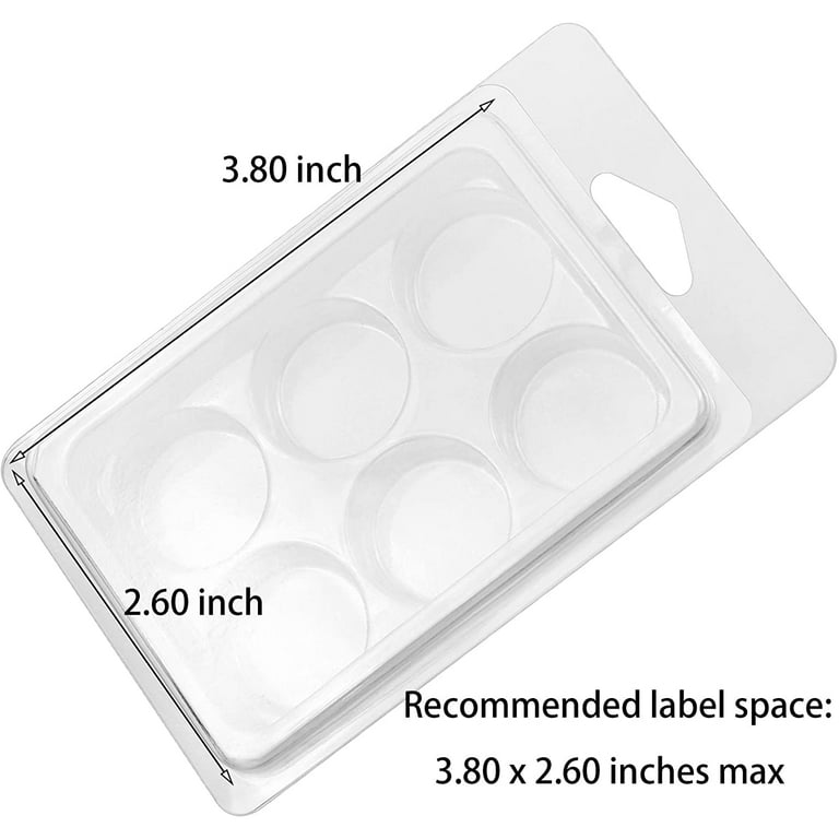 MILIVIXAY Wax Melt Containers-6 Cavity Clear Empty Plastic Wax Melt  Molds-100 Packs Heart Shape Clamshells for Making Tarts Wax Melts.