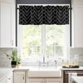 thumbnail image 3 of Abstract Line Kitchen Curtains Valance and Tier Set Herringbone Black White Modern Simple Rod Pocket Short Curtains for Small Window 3 Pieces Set for Bedroom Bathroom Cafe (54" x 18"+27" x 24"), 3 of 7