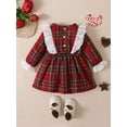 thumbnail image 4 of 9 Months Infant Baby Girls Clothes Baby Girls Dress 9-12 Months Girls Long Sleeve Plaid Dress Red, 4 of 8