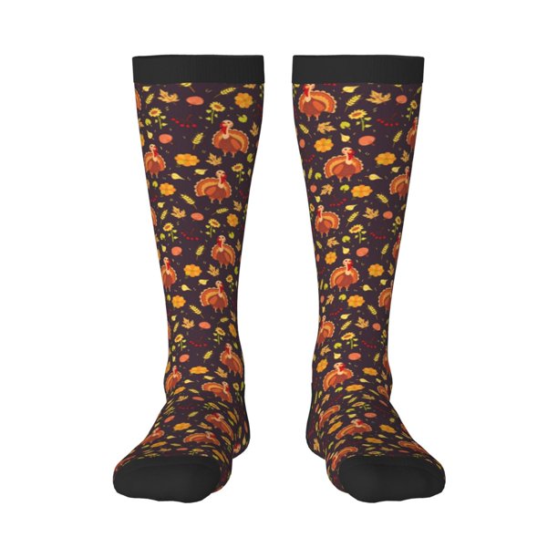 Fotbe Turkey Bird Calcetas Divertidas Estampadas para Hombre y Mujer, Calcetas de Algodón hasta la Rodilla para Caminar, Correr, Enfermería y Embarazo