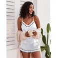thumbnail image 4 of Ekouaer Womens Pajama Sets Summer Sleepwear Sexy Lingerie Pj Set Satin Cami Shorts Set Silk Nightwear WhiteSmall, 4 of 6