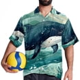thumbnail image 4 of Whale Men's Poplin Casual Printed Button Down Short Sleeve Summer Beach Shirts Unisex, 4 of 6