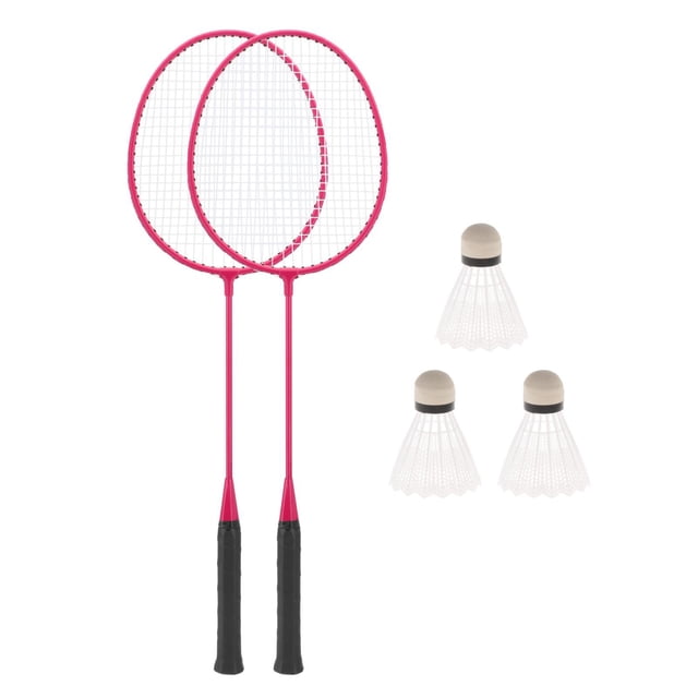 braveheart 2Pcs Badminton Rackets with 3 Nylon Family Balls Training Pink Badminton Racquets Pink 67cm