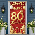 thumbnail image 5 of Golden Decor Happy 80th Birthday Banner Red Background 80th Birthday Display Crown Design Balloon Elements Golden Birthday Backdrop for Elderly Birthday Family Gathering Milestone Party, 5 of 9