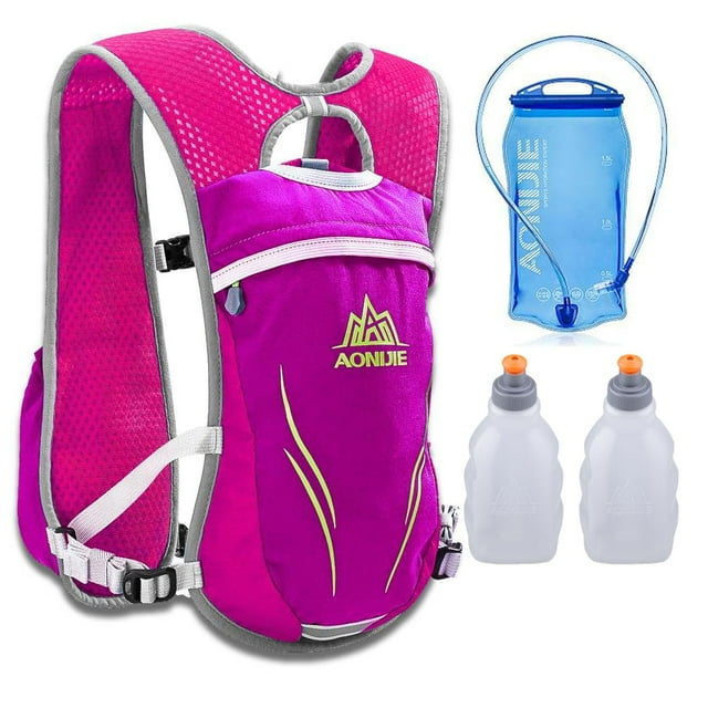 Sac à Dos d'Hydratation avec Réservoir d'Eau de 1,5 L et Bouteille de 2*250 ml Gilet d'Hydratation de Course de 5,5 L Respirant et Léger Sac à Dos de Course sur Sentier pour le Cyclisme, l'Escalade et la Randonnée