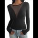 thumbnail image 1 of Camisas Ajustadas de Larga de con Cuello en V Profundo para Mujer, Moda Y2K 2025 Negro L, 1 of 10