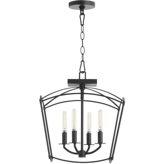 2812-14-59-Quorum Lighting-Mantle - 4 Light Convertible Pendant-16 Inches Tall and 14.5 Inches Wide-Matte Black Finish    -Traditional Installation