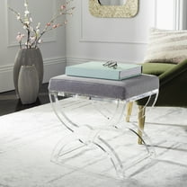 Safavieh Couture Delfina Farmhouse Glam Upholstered Acrylic Ottoman