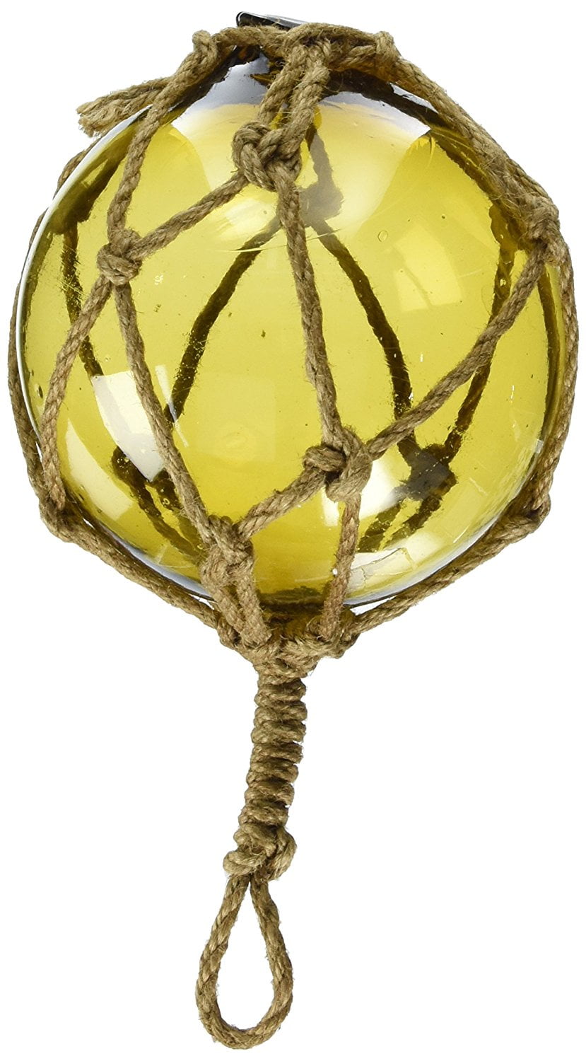 Vintage Amber Hand Blown Glass Fishing Net Floats Nautical 6"