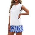 thumbnail image 4 of WIHOLL Two Piece Lounge Sets for Women Trendy Summer Clothes Pleated Tops Skort Vacation Cruise Workout Outfits, 4 of 11