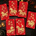 thumbnail image 5 of Chinese New Year Red Envelopes, Lunar New Year Envelopes Decorations Chinese New Year Gifts, Year of the Horse New Years Eve Party Supplies 2026 Red Packet with 6 Gold Embossed Patterns - 6 Pcs, 5 of 9