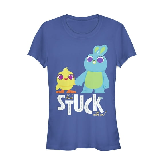 Junior's Toy Story Ducky & Bunny Stuck With Us  Graphic Tee Royal Blue Small