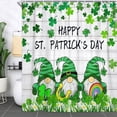 thumbnail image 2 of Happy St. Patrick's Day Shower Curtain, Green Clover Shamrock Leaf Irish Gnome Elf Design Decor with Hooks Set 72X72 Inches, 2 of 7