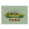 thumbnail image 2 of Retro Cutting Board, Pop Art Style Old Fashioned Taxi Cab with Grunge Effects Vintage Car Graphic, Decorative Tempered Glass Cutting and Serving Board, Large Size, Beige Yellow Ruby, by Ambesonne, 2 of 5