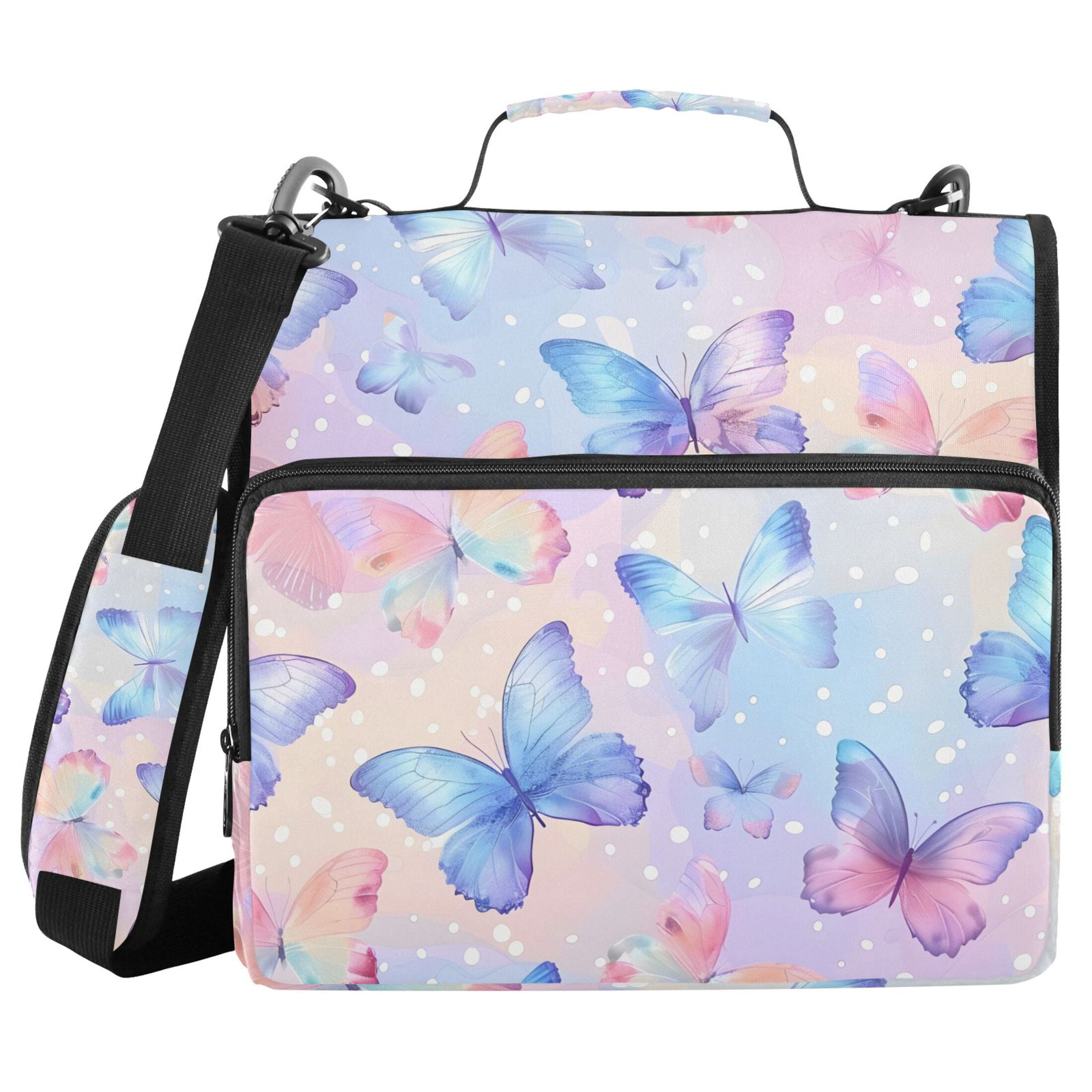 ALAZA Zipper Binder Butterfly 3 Ring Trapper Keeper File Folder Organizer Bag