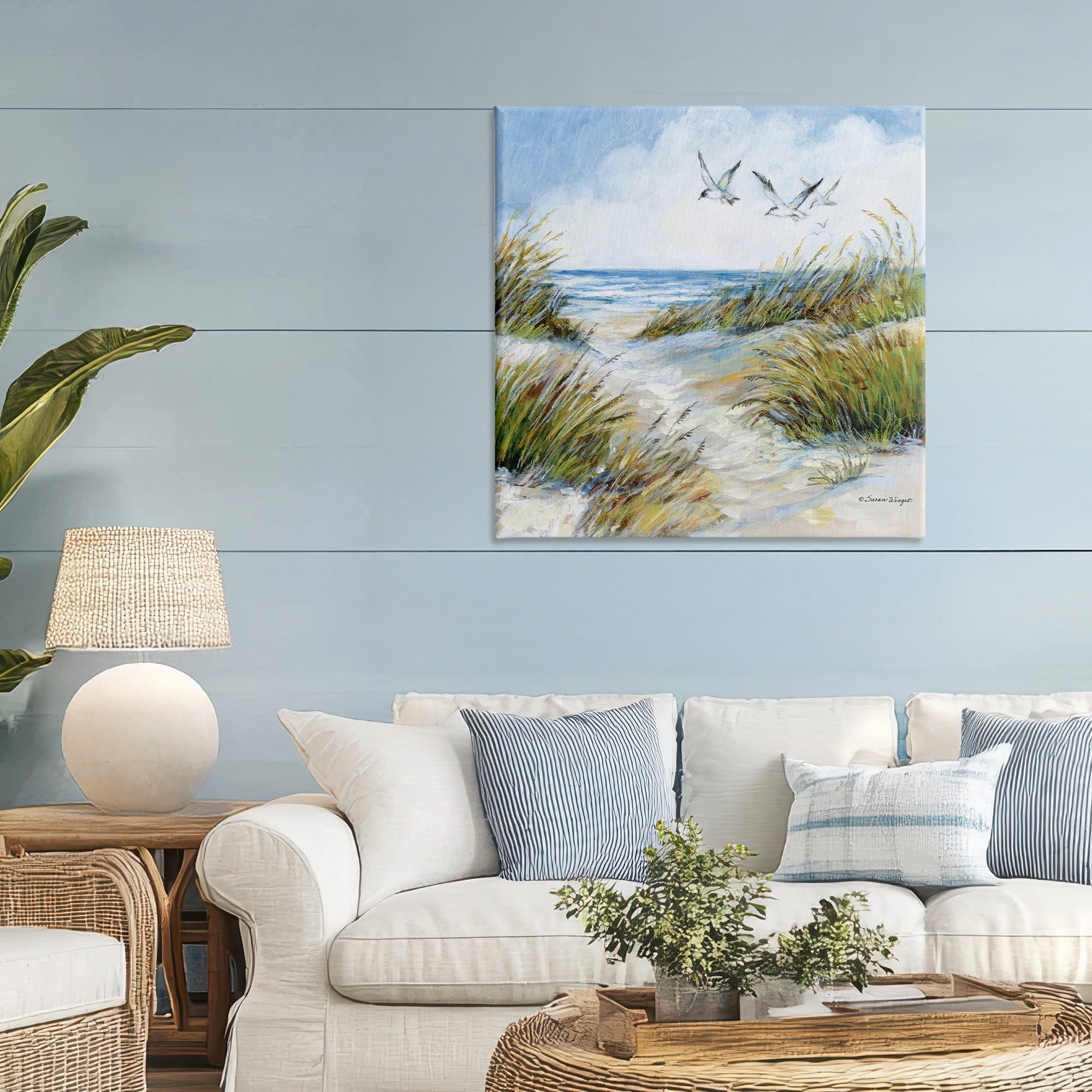 Stupell Industries Beach Path Seagulls Overhead Canvas Wall Art, design by Susan Winget