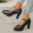 thumbnail image 7 of HOSHOSE Womens Chunky Heel Pumps Buckle Design PU Round Toe Slip-Resistant Dress Shoes for Office/Party Casual Wear, 7 of 7