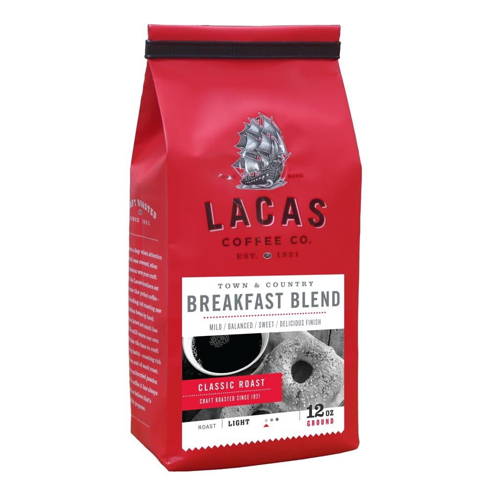 Lacas Breakfast Blend Medium Fine Ground Coffee, 12oz (2 bags)