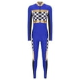thumbnail image 3 of TiaoBug Womens Race Car Driver Long Sleeve Jumpsuit Catsuit Full Bodysuit Halloween Racer Jumper Costume Royal Blue S, 3 of 5