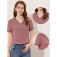 thumbnail image 2 of Blusa Informal Allegra K con Cuello En V Y Manga Corta Para Mujer con Puntos Suizos Semitransparentes Baya Apagada XS, 2 of 4
