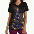 thumbnail image 5 of Wowcloth Women's Short Sleeve V-Neck Shirt with Christmas Print Pocket, Nursing Uniform Top for Healthcare Work and Daily Use, 5 of 7