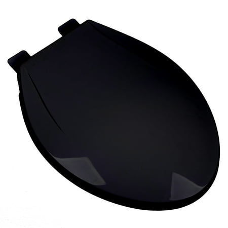 Elongated Toilet Seat Plastic BathDecor Slow Close Plastic Elongated Contemporary Design Toilet Seat with a Closed Front and Release 'N' Clean Hinge, Black ()