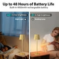 thumbnail image 7 of LED Rechargeable Cordless 3000K Dimmable Table Lamp, Battery Operated, IP54 Waterproof Touch Switch, Iron, Gold, 7 of 7