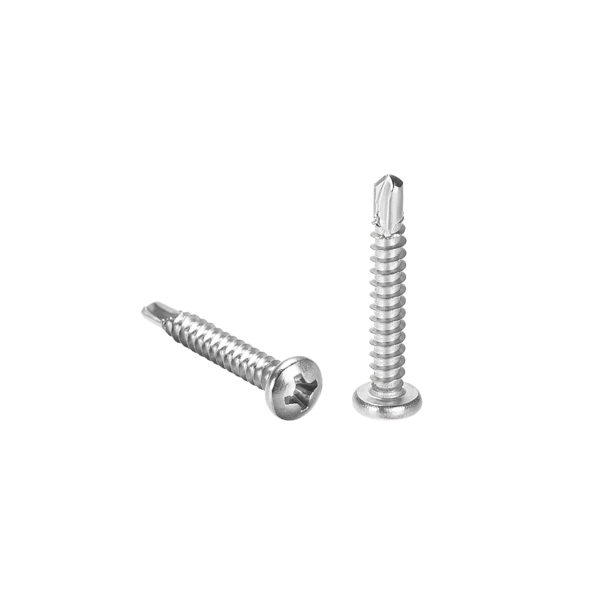100 pcs TypeA #14 X 1-3/4 Flat Phillips Drive Self-Tapping Sheet Metal Screws AISI 304 Stainless Steel 18-8 