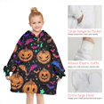 thumbnail image 6 of Colorful Halloween Pattern Blanket Hoodies for Kids 6-13YR Oversize Wearable Blanket Hoodies for Boys Girls Teens, 6 of 7