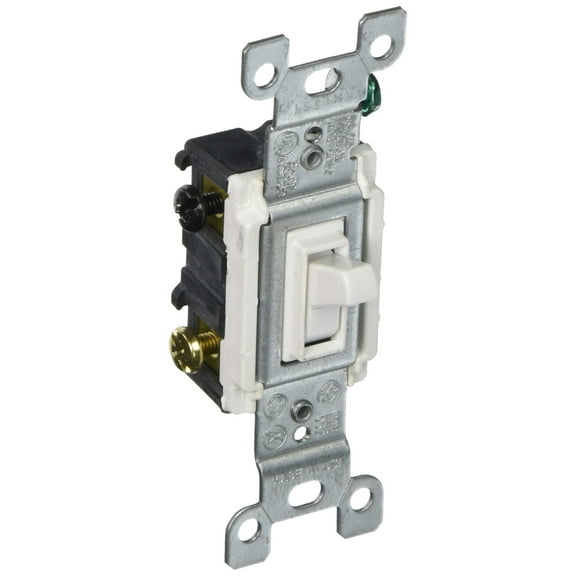 Leviton C22-01453-02W 3 Way 15 Amp 120V CSA Carded Toggle Switch, No Size, White