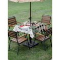 thumbnail image 3 of Outdoor Tablecloth with Umbrella Hole and Zipper, Plaid Snowman Christmas Square Table Cloth 54x54 Inch Waterproof Tablecloth, Xmas Tree Snowflake Birds Branches Picnic Table Cover for Patio Camping, 3 of 7