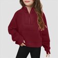thumbnail image 2 of TOWED22 Girls Half Zip up Sweatshirt Trendy Winter Cropped Long Sleeve Shirt Pullover Youth Preppy Tween Girl Cute Clothes,5-6 Y, 2 of 5