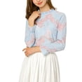 thumbnail image 2 of Unique Bargains Women's Floral Chroect Lace See Through Color Block Blouse, 2 of 7