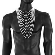 Titanium Kay Nitrogen Stainless Steel Men's Two Tone Chrome Color Link Necklace Chain 28