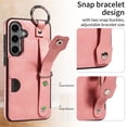 thumbnail image 3 of SaniMore Case for Samsung Galaxy S23 FE, PU Leather Durable [Back Card Slots] Wristlet Kickstand Buckle Protective Bumper Cover Shockproof Anti-fall/Anti-scratch for Ladies, Pink, 3 of 10
