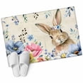 thumbnail image 2 of Rectangle Area Rug 2x3ft, Easter Rabbit Blossom Peony Non-Shedding Washable Area Rug, Pastoral Eucalyptus Berry Non Slip Low-Profile Rugs for Living Room, Bedroom Dining Room, 2 of 9