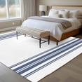 thumbnail image 4 of Rectangle Rug 8x10Ft, Farm Blue Stripes Line Soft Non-Slip Washable Felt Carpet Pad, White Area Rugs for Living Room Bedroom Kids Room, 4 of 9