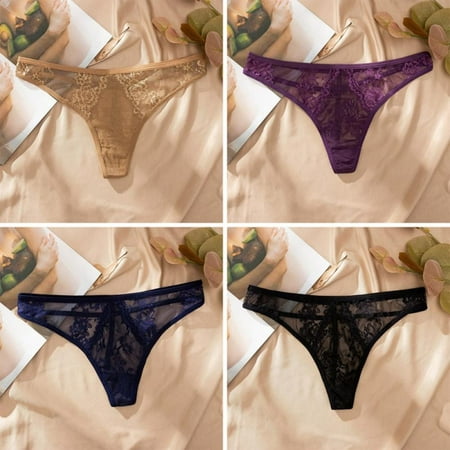 

Female Briefs Women Panties Seamless Thongs Lace G-String Low Rise Underpanties Female Sexy Panties 4-Pack