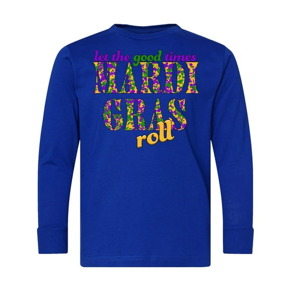 Inktastic Mardi Gras Let the Good Times Roll Long Sleeve Youth T-Shirt