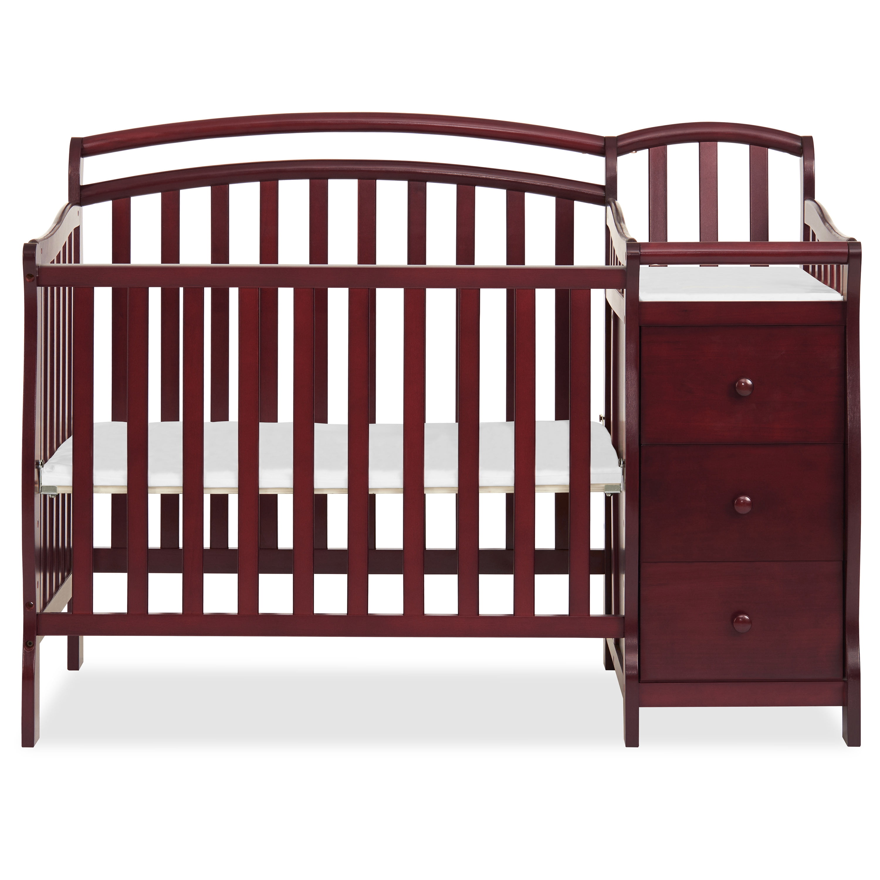 Dream On Me Casco 4-in-1 Mini Crib and Dressing Table Cherry