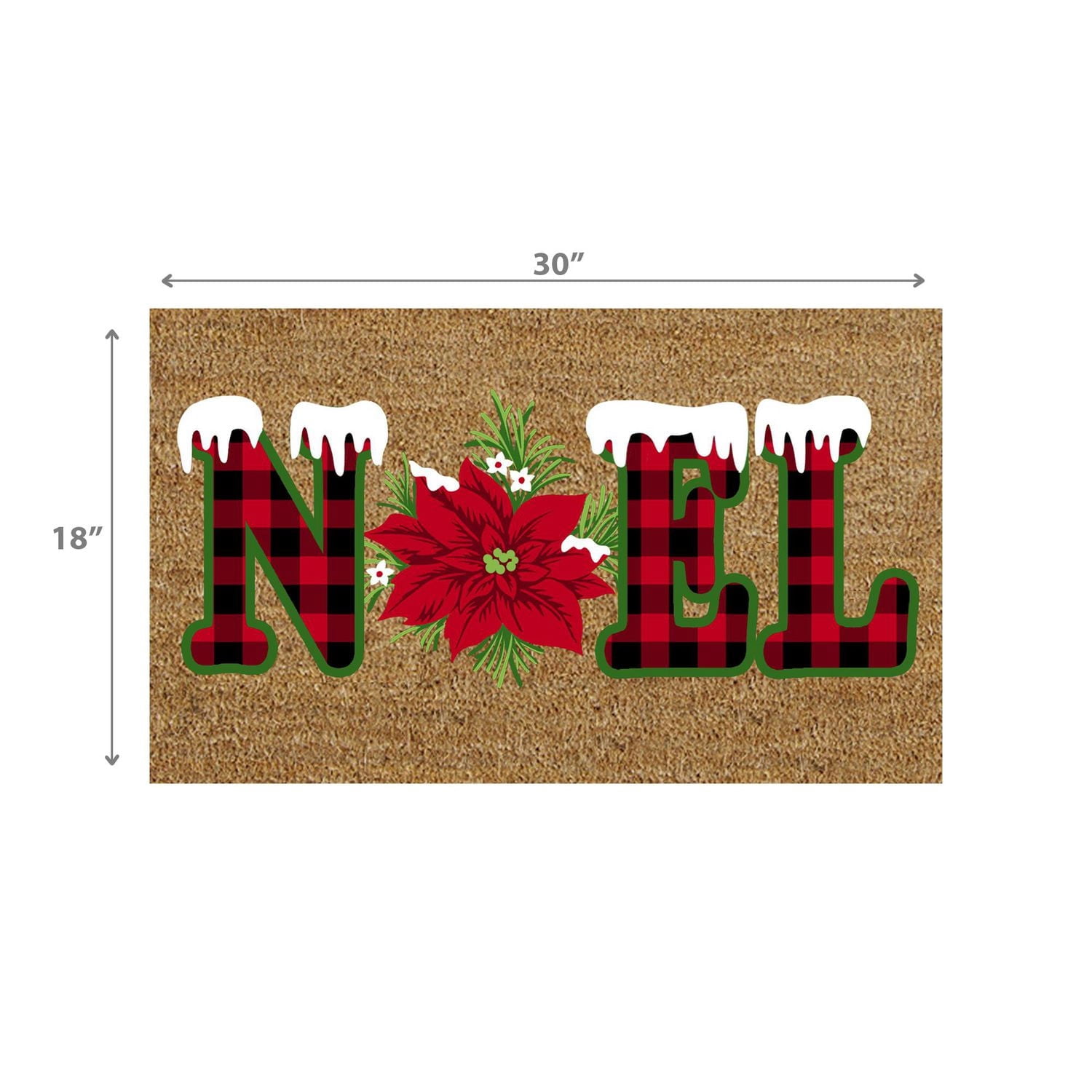 Paillasson En Fibre De Coco Plaid Noel - Poinsettia