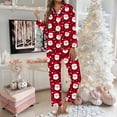 thumbnail image 2 of minimalist split short pajama sets for women solid color organic cotton Women's Christmas Santa Print Button Pocket Long Sleeve Trousers Home Pajama Set, 2 of 5